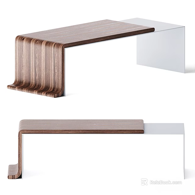 Modern Wooden Dining Table Featuring Unique Edge Design And Contemporary Structure 3d model