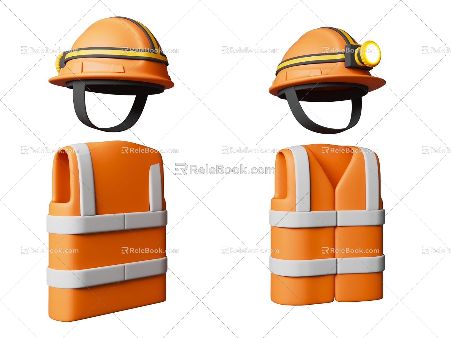 Safety Helmet Worker Work Clothes Safety Work Clothes Hat Clothes Cartoon Building Theme 3d model