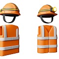 Safety Helmet Worker Work Clothes Safety Work Clothes Hat Clothes Cartoon Building Theme 3d model