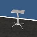Modern White Adjustable Functional Desk With Square Top And Mobile Wheels 3d model