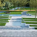 Beautiful Park Landscape Design With Green Trees Lush Lawns And Winding Paths