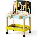 Kids Wooden Workbench with Play Tools Colorful Design and Storage Shelf