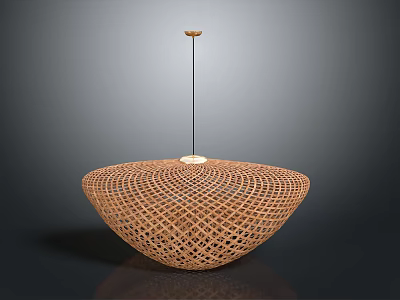 Modern Woven Bowl Shaped Pendant Light With Intricate Grid Pattern And Warm Glow 3d model