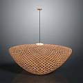 Modern Woven Bowl Shaped Pendant Light With Intricate Grid Pattern And Warm Glow