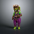 Game and Movie Character With Green Skin Goggles Purple Striped Pants And Green Vest