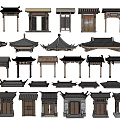 Traditional Chinese Wooden Gates With Various Roof Structures And Classic Designs