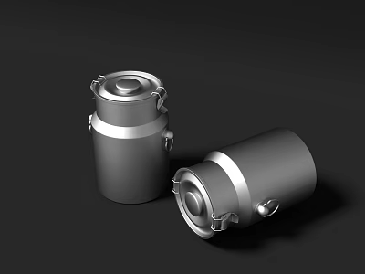 Silver Metal Barrel shaped Decorative Ornament Set with Handles For Home Decor 3d model