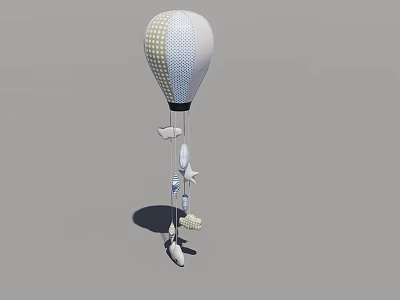 Hot Air Balloon Shaped Doll with White Beige Pattern and Hanging Small Toys 3d model
