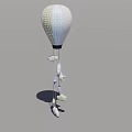 Hot Air Balloon Shaped Doll with White Beige Pattern and Hanging Small Toys