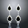 Exquisite Layered Teardrop Earrings With Black Gemstone And White Crystal Accents For Elegant Fashion Accessory