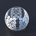 Transparent Glass Sphere Decorative Ornament Set With White Floral Grid Design
