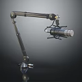 Modern Black Boom Arm Microphone Stand With Professional Microphone And Durable Design