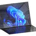 Modern Sleek Laptop With Vibrant Blue Abstract Display And Ultra Thin Body