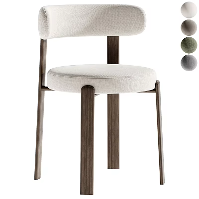 Modern Upholstered Dining Chair With Dark Wooden Legs And Color Options 3d model