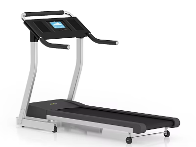 Modern Fitness Treadmill With Digital Display Screen And Black Silver Frame Design 3d model