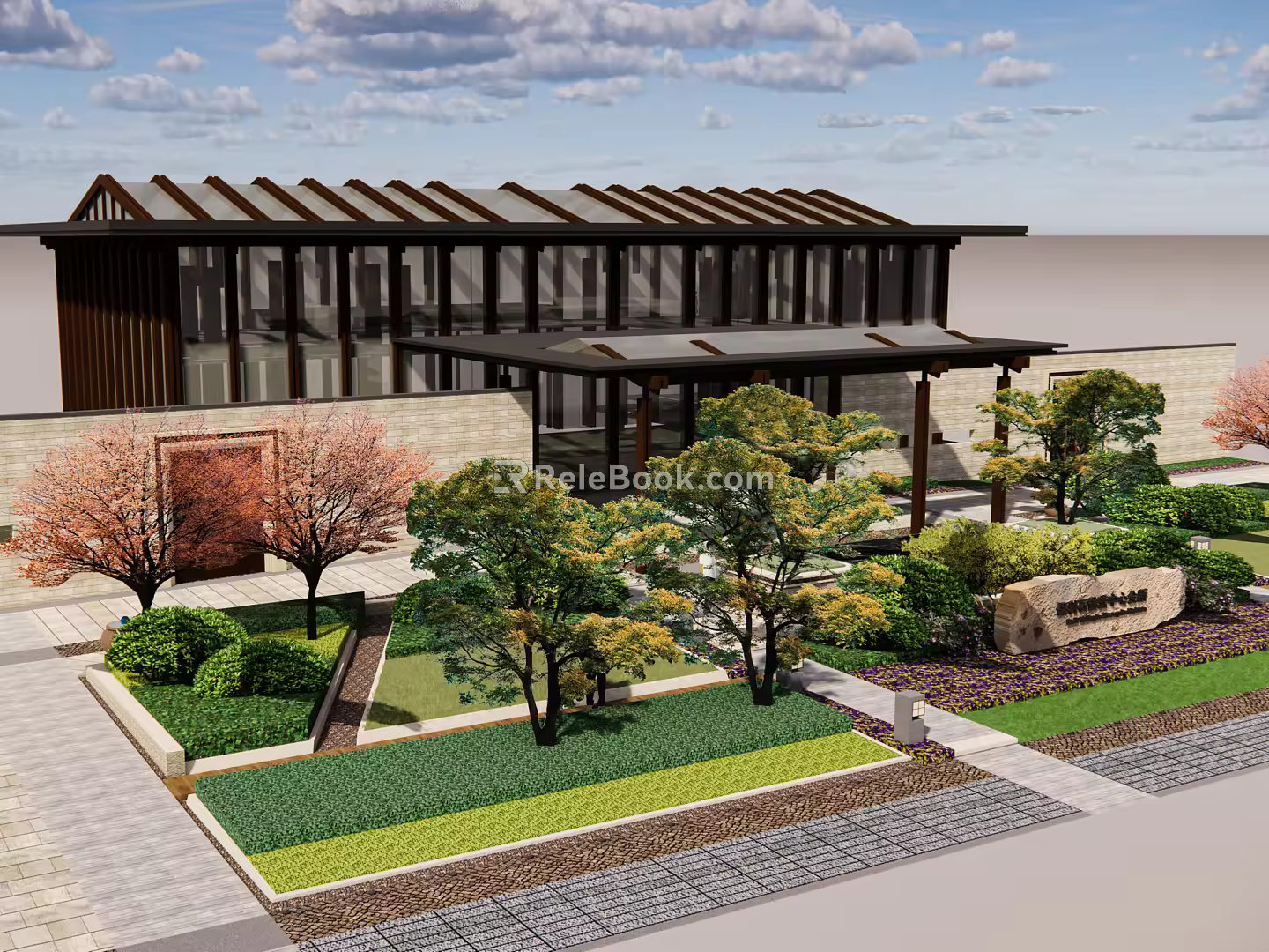 New Chinese Style Club Architecture Club Architecture and Landscape 3d model
