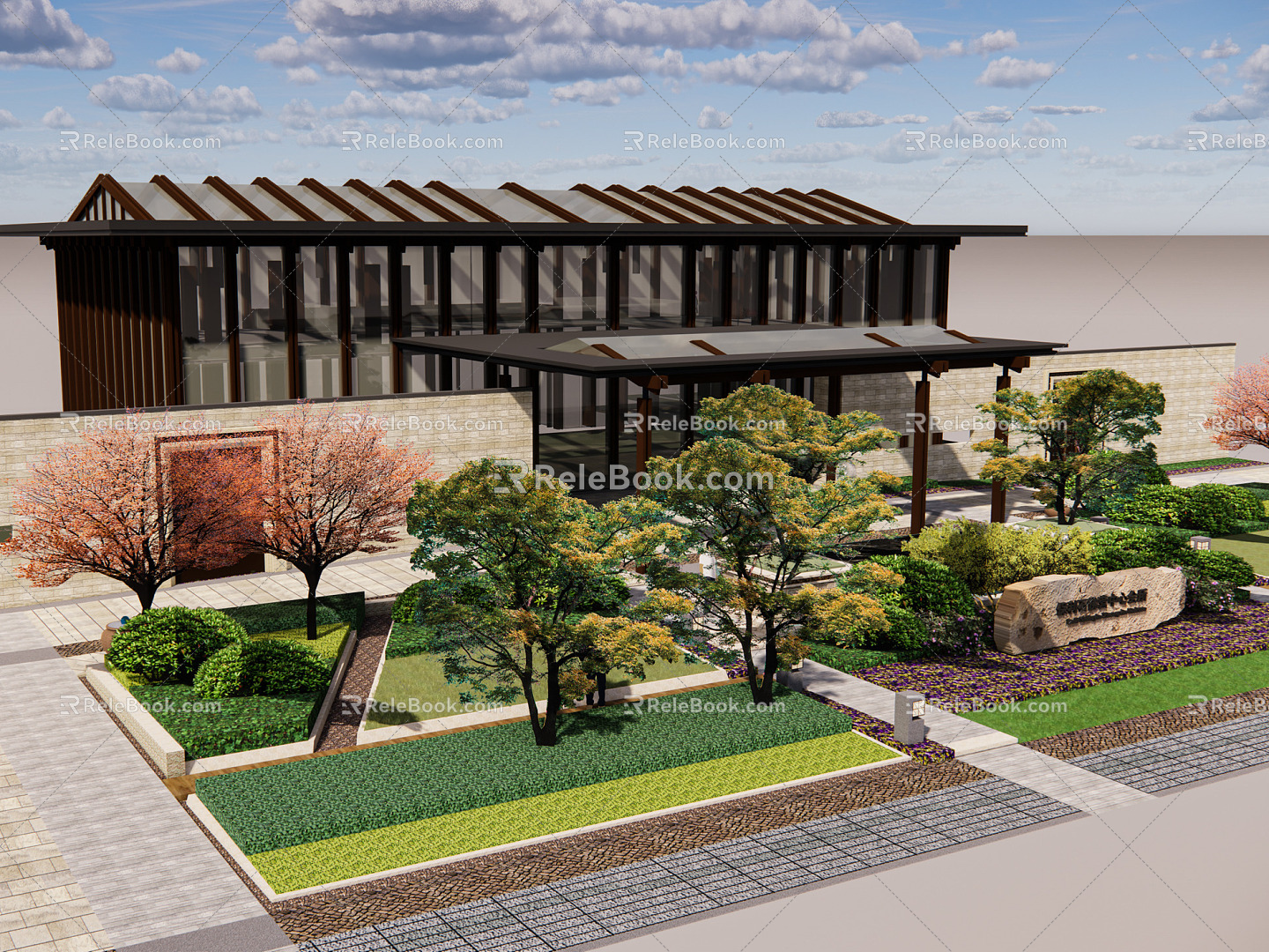 New Chinese Style Club Architecture Club Architecture and Landscape 3d model