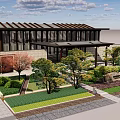 New Chinese Style Club Architecture Club Architecture and Landscape 3d model
