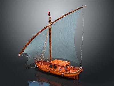 Modern Sailing Cartoon Sailing Small Sailing Boat Small Wooden Boat 3d model