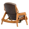 Comfortable Leisure Chair With Wooden Frame Gray Tufted Cushion And Patterned Blanket