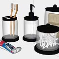 Modern Design Clear Acrylic Bathroom Accessories With Toothbrush Holder Soap Dispenser And Toothpaste