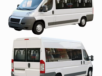 White Commercial Minibus With Multiple Passenger Seats Spacious Windows And Rear View 3d model