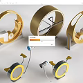 Modern Sports Training Equipment with Circular Gold Rings Adjustable Stands and Connecting Wires