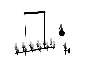 Simple European lamp combination chandelier wall lamp combination 3d model