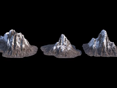 Scenic Snow Covered Mountain Landscape With Three Majestic Rocky Peaks 3d model