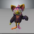 Vibrant 3D Cartoon Creature Character With Large Ears Pink Glasses Green Skin Hoodie And Shorts