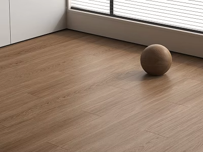 Natural Wood Floor Interior With Light Brown Grain And Decorative Ball Near Window Blinds 3d model