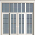 White Double Doors Featuring Glass Grid Panes And Smooth White Frames 3d model