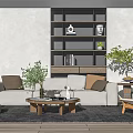 Quiet sofa tea table combination 3d model