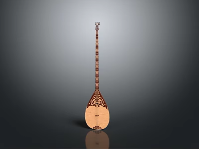 Traditional Chinese Pipa Wooden Musical Instrument For Daily Life Use With Exquisite Carved Designs 3d model