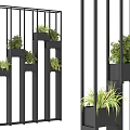 Stylish Black Metal Room Divider With Multiple Planters And Green Plants