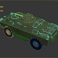 Green Military Armored Vehicle Featuring Top Mounted Equipment Wheeled Design And Weathered Surface
