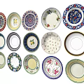 Colorful Decorative Plates Featuring Diverse Floral Fruit and Geometric Patterns for Home Decor