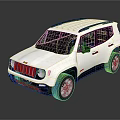 White SUV with Roof Rack Black Windows and Silver Wheels Design