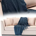 Cozy Beige Sectional Sofa Interior With Blue Throw Blanket And Beige Cushions