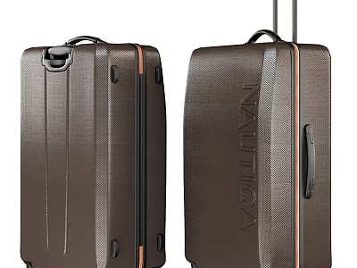 Brown Luggage Suitcases With Nautica Logo Telescopic Handles And Wheels 3d model