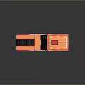 Vintage Orange Car Model With Black Roof Transparent Windows And Reflective Surface