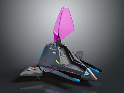 Futuristic Spacecraft Design With Pink Cone Top And Blue Thrusters For Space Exploration 3d model