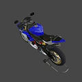 Yamaha R6 Sporty Motorcycle With Blue And White Body Gold Wheels And Black Seat