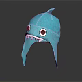 Blue Shark Shaped Kids Hat with Big Eyes Sharp Teeth and Ear Flaps 3d model