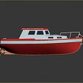 Wooden Boat With Red Roof White Hull Windows Deck And Reflection