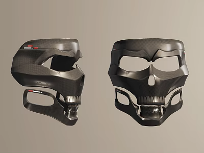 Two Black Skull Design Protective Masks With Intricate Facial Details 3d model