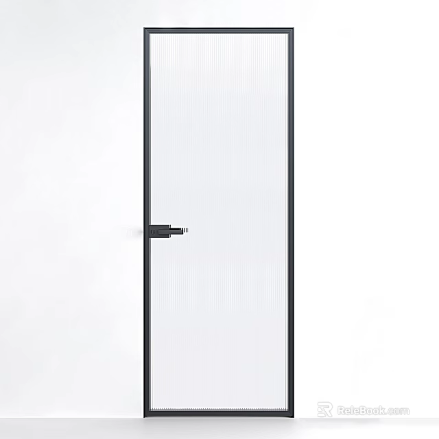 Modern Hinged Door With Black Frame And Frosted Glass Panel Design 3d model