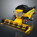 Yellow Combine Harvester With Black Top And Cutting Platform For Agriculture