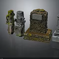 Ancient Stone Architectural Components With Carved Patterns Mossy Surfaces And Historical Designs 3d model