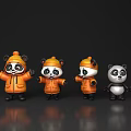 Four Reptile Plush Figures Three Wearing Orange Coats And One Natural Color